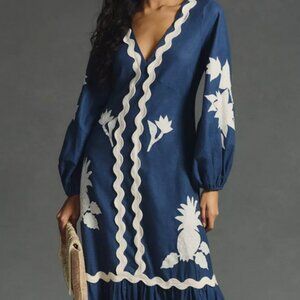 Farm Rio Embroidered Long-Sleeve Dress - Size S